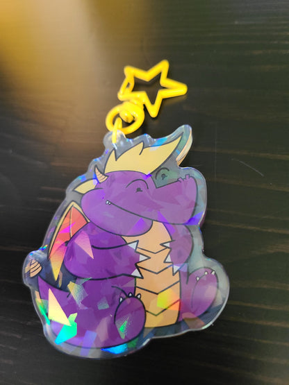 Chunky Purple Dragon Video Game Acrylic Keychain