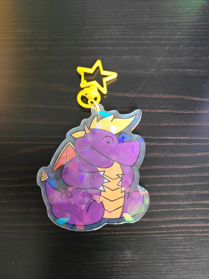 Chunky Purple Dragon Video Game Acrylic Keychain